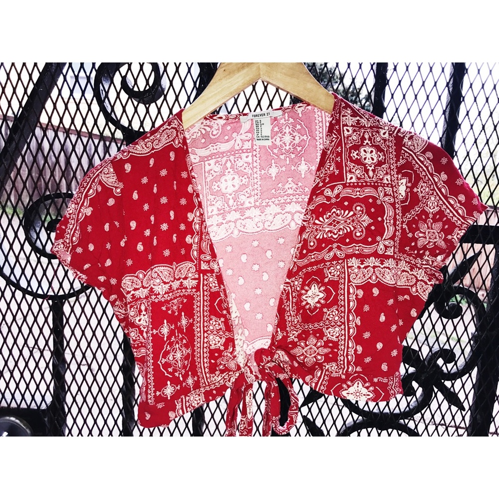 Red bandana crop top